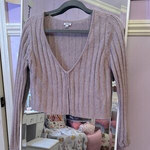 Garage V-Neck Ribbed Sweater - Light Purple
